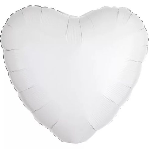 Metallic White szív fólia lufi 43 cm heart