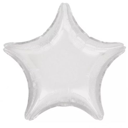 Metallic White csillag fólia lufi 48 cm star