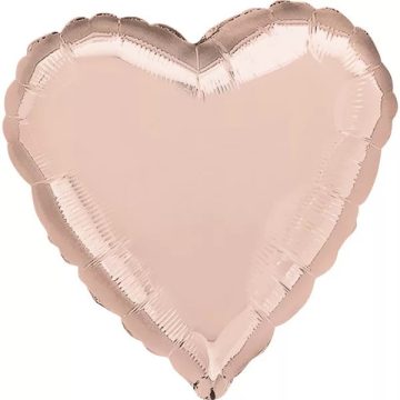Metallic Rose Gold szív fólia lufi 43 cm heart