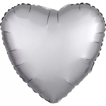 Silk Silver szív fólia lufi 43 cm