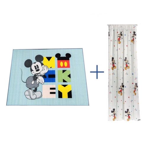 Disney Mickey gyerek szőnyeg és függöny szett 80x150cm