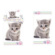 Mačkasto set posteljine za odrasle i ručnika (Colors)