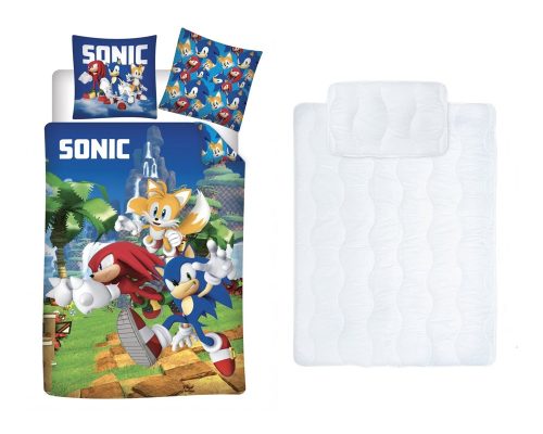 Sonic a sündisznó gyerek, ovis ágyneműhuzat és paplan/párna szett 100x135 cm 40x60 cm