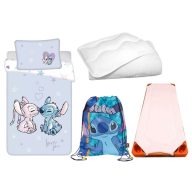   Lilo és Stitch gyerek, ovis ágyneműhuzat, derékalj, tornazsák és paplan/párna szett 100x135 cm 40x60 cm