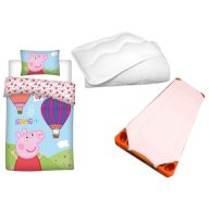   Peppa malac gyerek, ovis ágyneműhuzat, derékalj és paplan/párna szett 100x135 cm 40x60 cm (Away)
