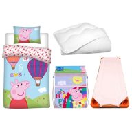   Peppa malac gyerek, ovis ágyneműhuzat, derékalj, tornazsák és paplan/párna szett 100x135 cm 40x60 cm (Away)
