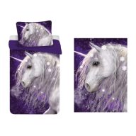   Unikornis gyerek, ovis ágyneműhuzat és polár takaró szett (Purple)