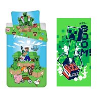   Minecraft Set posteljine za odrasle i ručnik (Creeper Chaos)