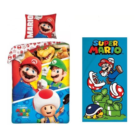 Super Mario felnőtt ágyneműhuzat és törölköző szett (Bros)