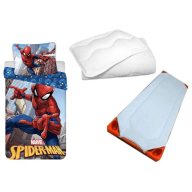   Spider-Man dječji vrtićki set posteljina, podmetač i jorgan/jastuk set 100x135 cm 40x60 cm (Plavo)
