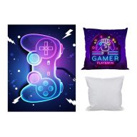   Gamer polár takaró, párnahuzat és párna szett 3 db-os (Gamer Zone Neon)
