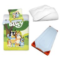   Bluey Family Snuggle dječji vrtićki set posteljine, madrac i poplun/jastuk set 100x135 cm