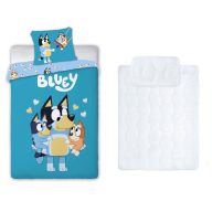   Bluey Loving Moments dječji, vrtićki set posteljine i popluna/jastuka 100x135 cm 40x60 cm