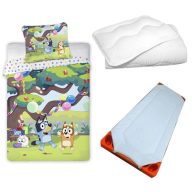   Bluey Garden Party dječja, vrtićka posteljina, set jastuka i pokrivača/madrac 100x135 cm 40x60 cm