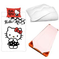   Hello Kitty Black Dress gyerek, ovis ágyneműhuzat, derékalj és paplan/párna szett 100x135 cm 40x60 cm