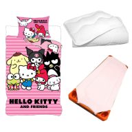   Hello Kitty Friends gyerek, ovis ágyneműhuzat, derékalj és paplan/párna szett 100x135 cm 40x60 cm