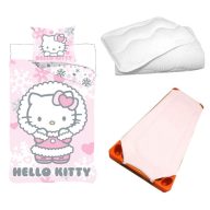   Hello Kitty Cozy Winter gyerek, ovis ágyneműhuzat, derékalj és paplan/párna szett 100x135 cm 40x60 cm