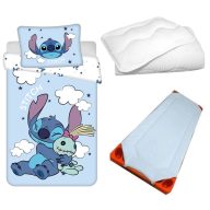  Disney Lilo és Stitch, A csillagkutya Blue Clouds gyerek, ovis ágyneműhuzat, derékalj és paplan/párna szett 100x135 cm 40x60 cm