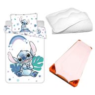   Disney Lilo és Stitch, A csillagkutya Pink Rainbow gyerek, ovis ágyneműhuzat, derékalj és paplan/párna szett 100x135 cm 40x60 cm