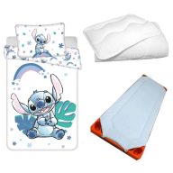   Disney Lilo és Stitch, A csillagkutya Blue Rainbow gyerek, ovis ágyneműhuzat, derékalj és paplan/párna szett 100x135 cm 40x60 cm