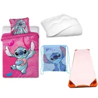   Disney Lilo és Stitch, A csillagkutya Alien Heartbeat gyerek, ovis ágyneműhuzat, derékalj, tornazsák és paplan/párna szett 100x135 cm 40x60 cm