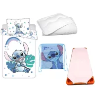   Disney Lilo és Stitch, A csillagkutya Rainbow Alien gyerek, ovis ágyneműhuzat, derékalj, tornazsák és paplan/párna szett 100x135 cm 40x60 cm