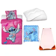   Disney Lilo és Stitch, A csillagkutya Heartbeat Scrump gyerek, ovis ágyneműhuzat, derékalj, tornazsák és paplan/párna szett 100x135 cm 40x60 cm