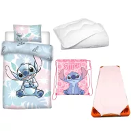   Disney Lilo és Stitch, A csillagkutya Pastel Pink Paradise gyerek, ovis ágyneműhuzat, derékalj, tornazsák és paplan/párna szett 100x135 cm 40x60 cm