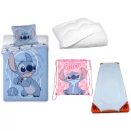   Disney Lilo és Stitch, A csillagkutya Whirlwind Blue Paradise gyerek, ovis ágyneműhuzat, derékalj, tornazsák és paplan/párna szett 100x135 cm 40x60 cm