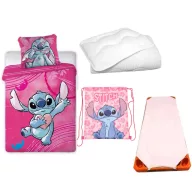   Disney Lilo és Stitch, A csillagkutya Heartbeat Paradise gyerek, ovis ágyneműhuzat, derékalj, tornazsák és paplan/párna szett 100x135 cm 40x60 cm