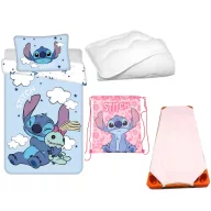   Disney Lilo és Stitch, A csillagkutya Clouds Paradise gyerek, ovis ágyneműhuzat, derékalj, tornazsák és paplan/párna szett 100x135 cm 40x60 cm