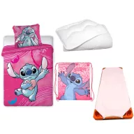   Disney Lilo és Stitch, A csillagkutya Heartbeat Planet gyerek, ovis ágyneműhuzat, derékalj, tornazsák és paplan/párna szett 100x135 cm 40x60 cm