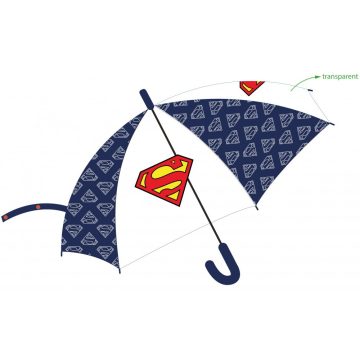 Superman gyerek félautomata átlátszó esernyő Ø80cm