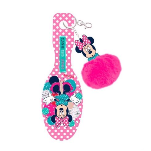 Disney Minnie kulcstartó mini hajkefe pompom dísszel