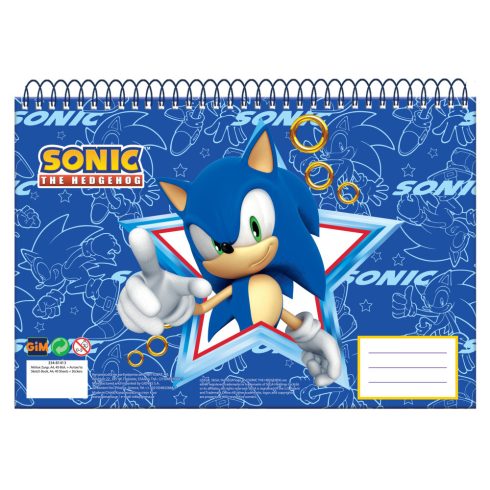 Sonic a sündisznó A/4 spirál vázlatfüzet 30 lapos