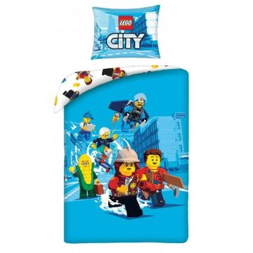 Lego City ágyneműhuzat kék 140x200cm 70x90cm