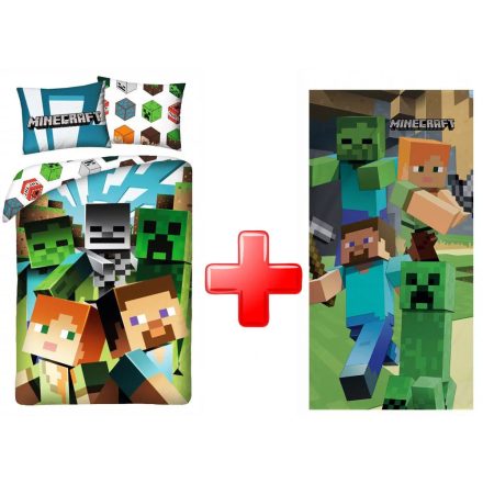 Minecraft Színes ágyneműhuzat és törölköző szett