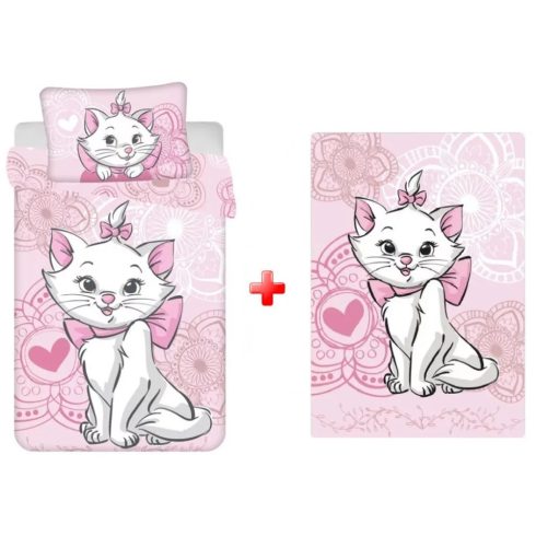 Disney Marie cica gyerek ágyneműhuzat és polár takaró szett (flowers)