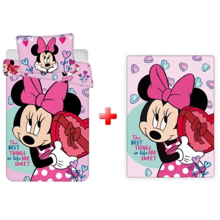 Disney Minnie Sweets gyerek ágyneműhuzat és polár takaró szett