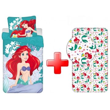   Disney Hercegnők ágyneműhuzat és gumis lepedő szett (Ariel)