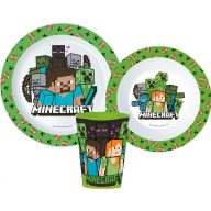   Minecraft Creeper servis za jelo, mikro plastični set, s čašom od 260 ml