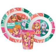   Psići u ophodnji Superpowers set posuđa, mikro plastični set, s čašom 260 ml