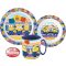 Malci Striped set za jelo, mikro plastični set s šalicom od 350 ml