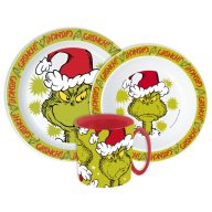   Grinch Christmas Mischief pribor za jelo, set mikropilastike s šalicom 390 ml