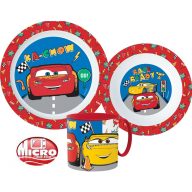   Disney Auti Lets Race pribor za jelo, mikro plastični set s šalicom 265 ml