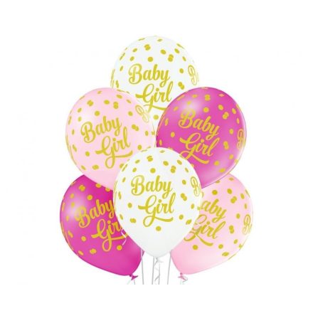 Baby Girl Dots léggömb lufi 6 db-os