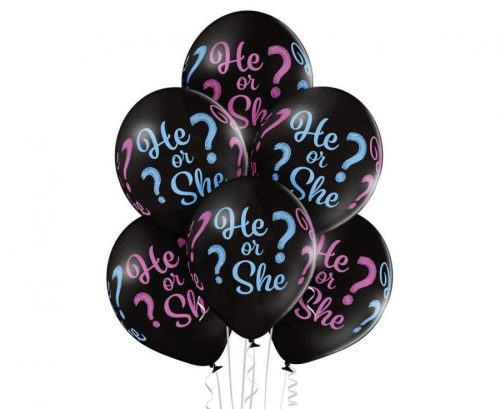 He or She, Fiú vagy Lány léggömb, lufi 6 db-os 12 inch (30cm)