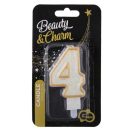 Brojevi Gold Zlatna svjećica s brojem 4 sa sjajem, tortna svjećica