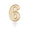 Brojevi Gold Zlatna svjetlucava svjećica za broj 6, svjećica za tortu
