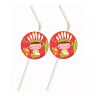 Indijanac Indian Party plastična slamka, set od 6 komada